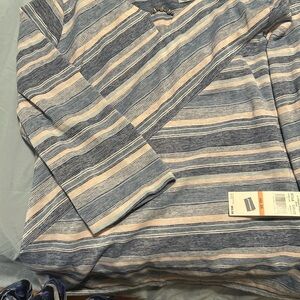 Alfred Dunner Blue and Pink Striped Long Sleeve Shirt